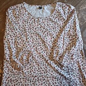 SHEIN White and Red Floral Blouse
